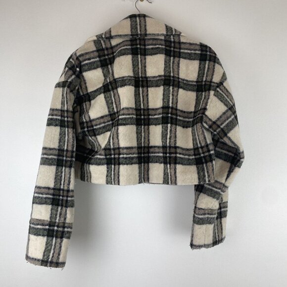 Tularosa Women's Cropped Plaid Jacket Shacket Size XS Revolve Cream Coat Josie - Picture 7 of 10